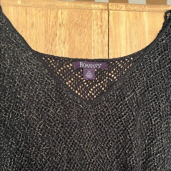 Roaman's Black Open-Knit Top - Picture 2 of 4